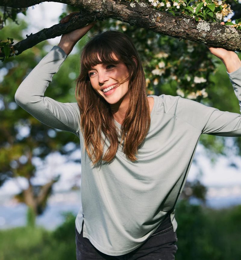 Women's Bamboo Everyday Flex Long Sleeve - Heather Black - Image 6